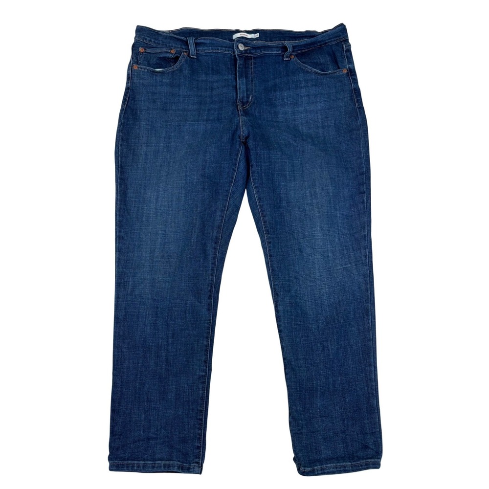 Levis Boyfriend Jeans Womens 34x27 Blue Denim Straight Leg Mid Rise Dark Wash